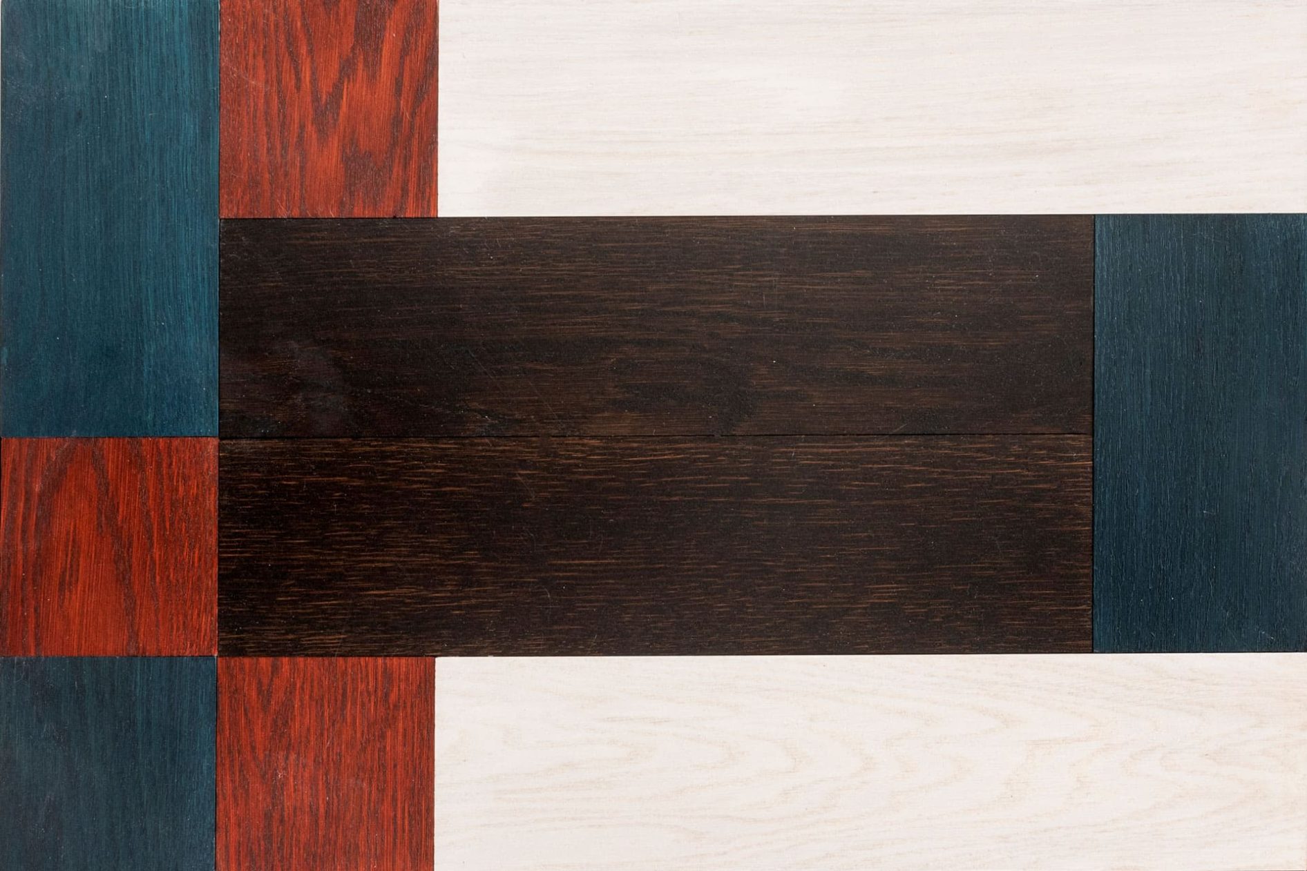 A section of the stained wood flooring in The Swiss Room by artisan Ian Harper