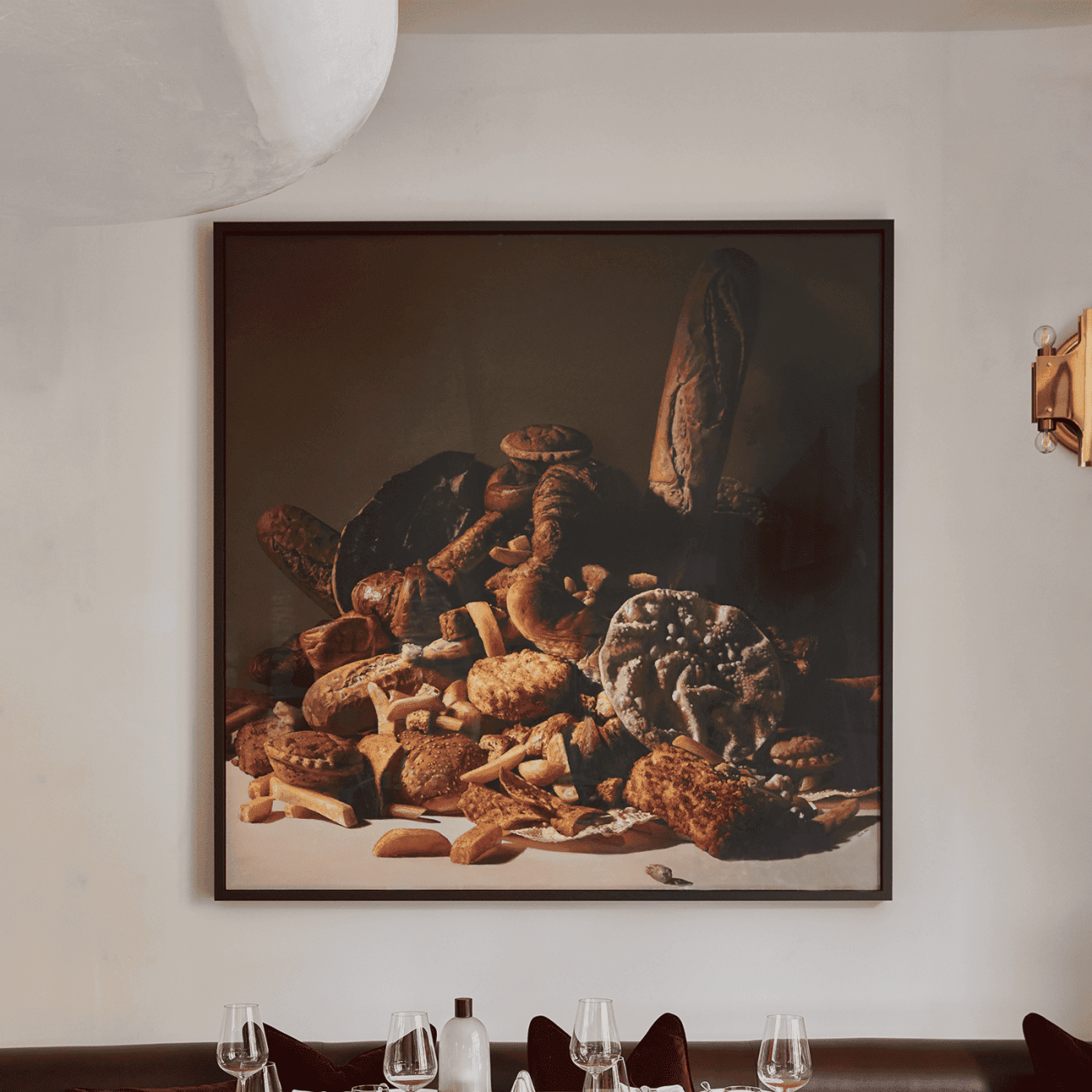 Keith Tyson's artwork 'Still Life with Carbs' on a white wall