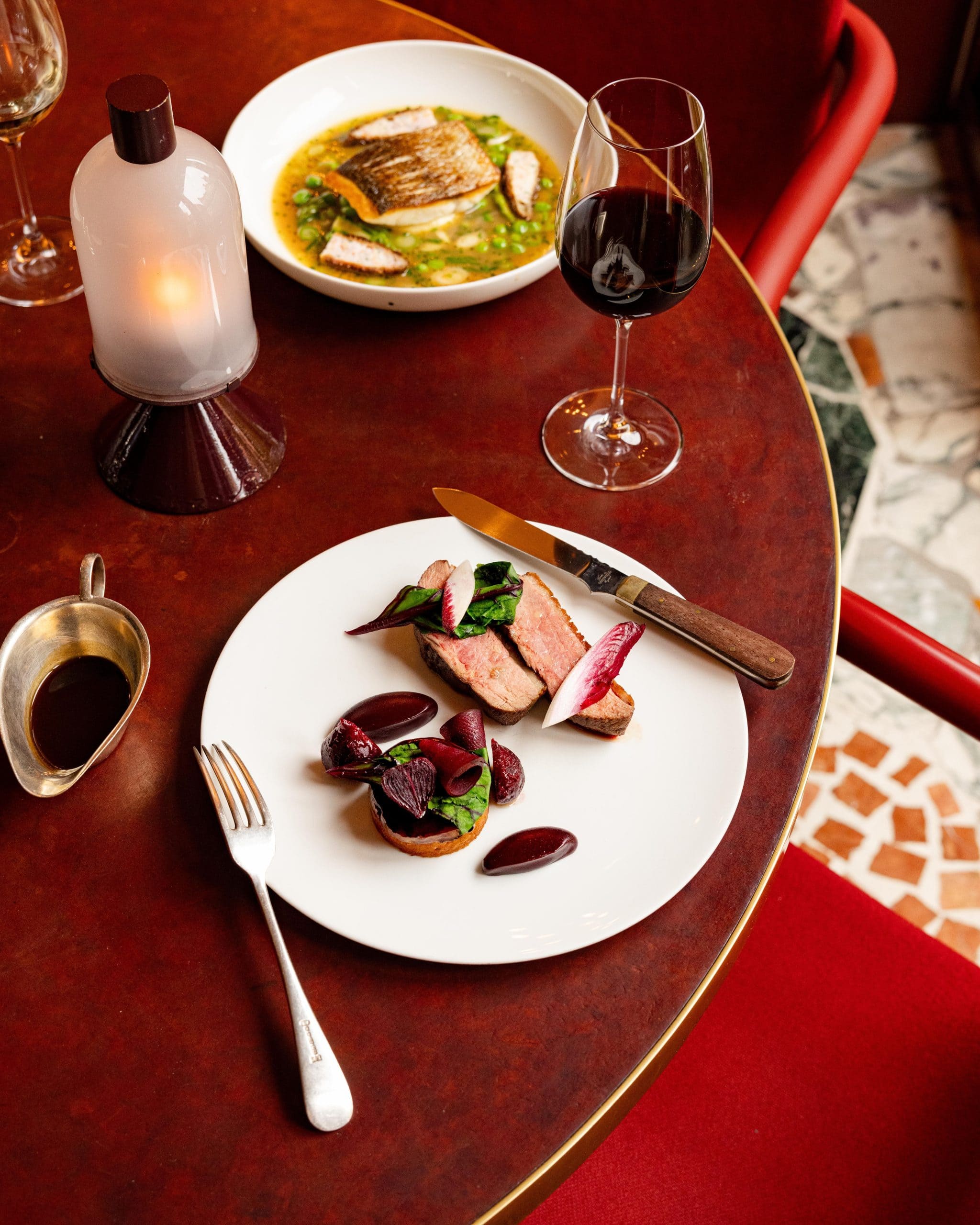 Merrifield duck breast & sausage, cherry, beetroot