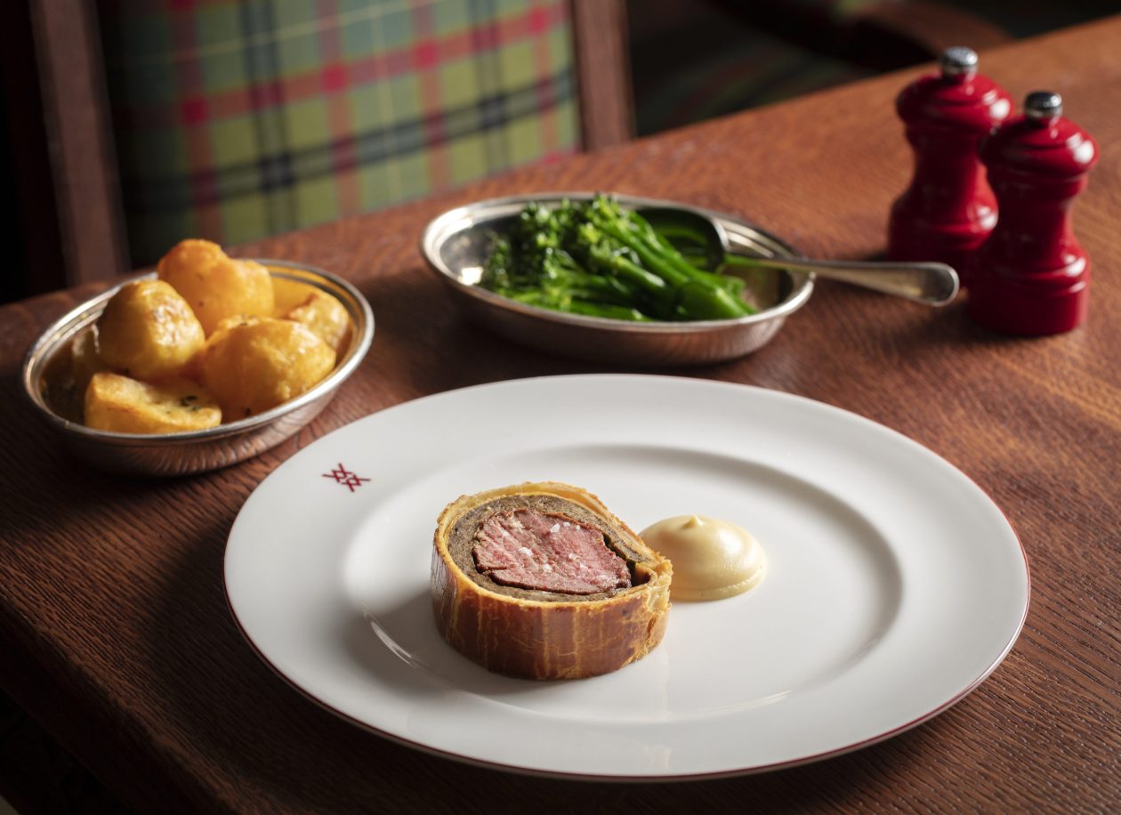 A beef wellington at Mount St. Restaurant in our Scottish Room.
