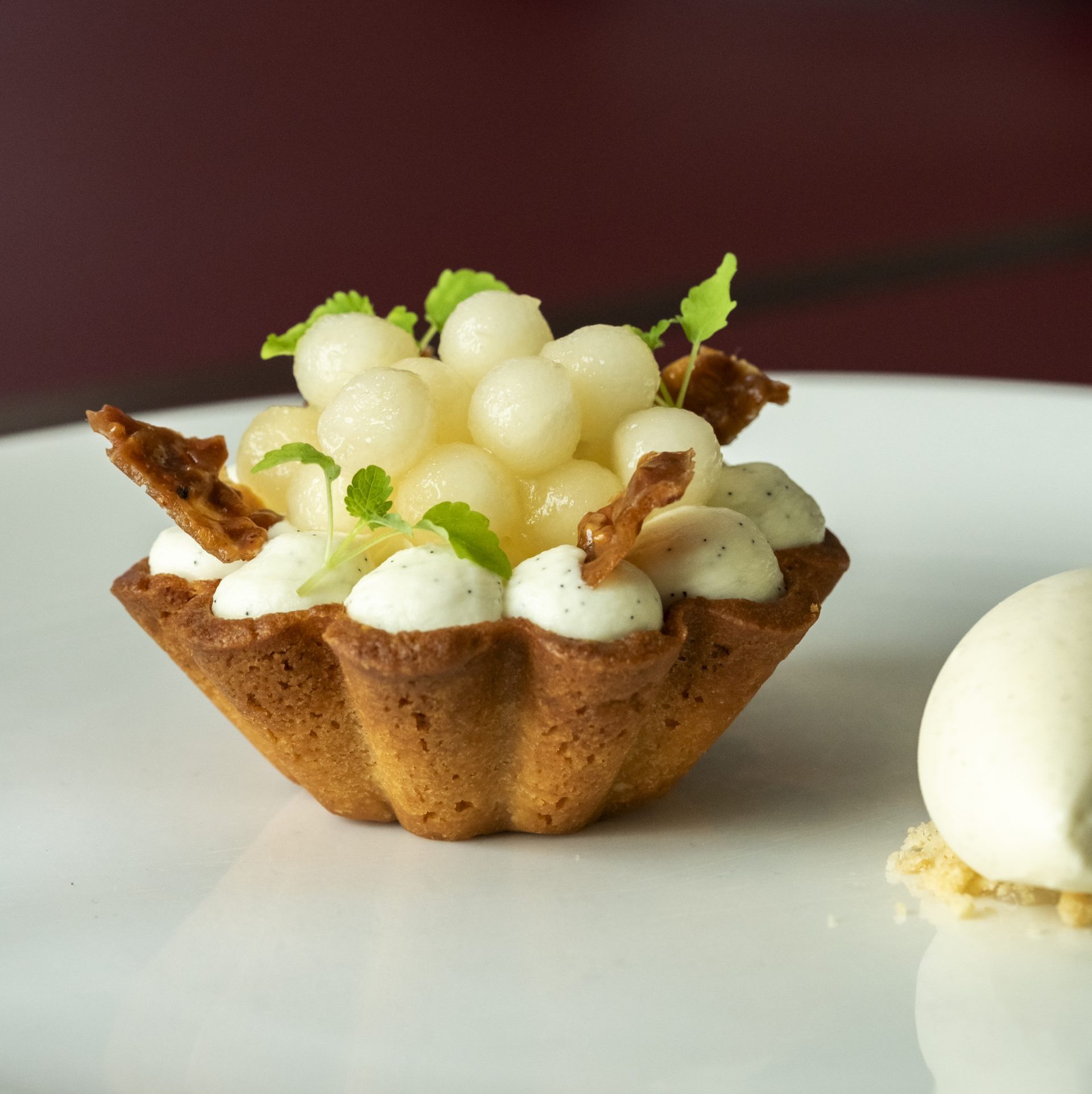 Pear & almond tart, vanilla ice cream