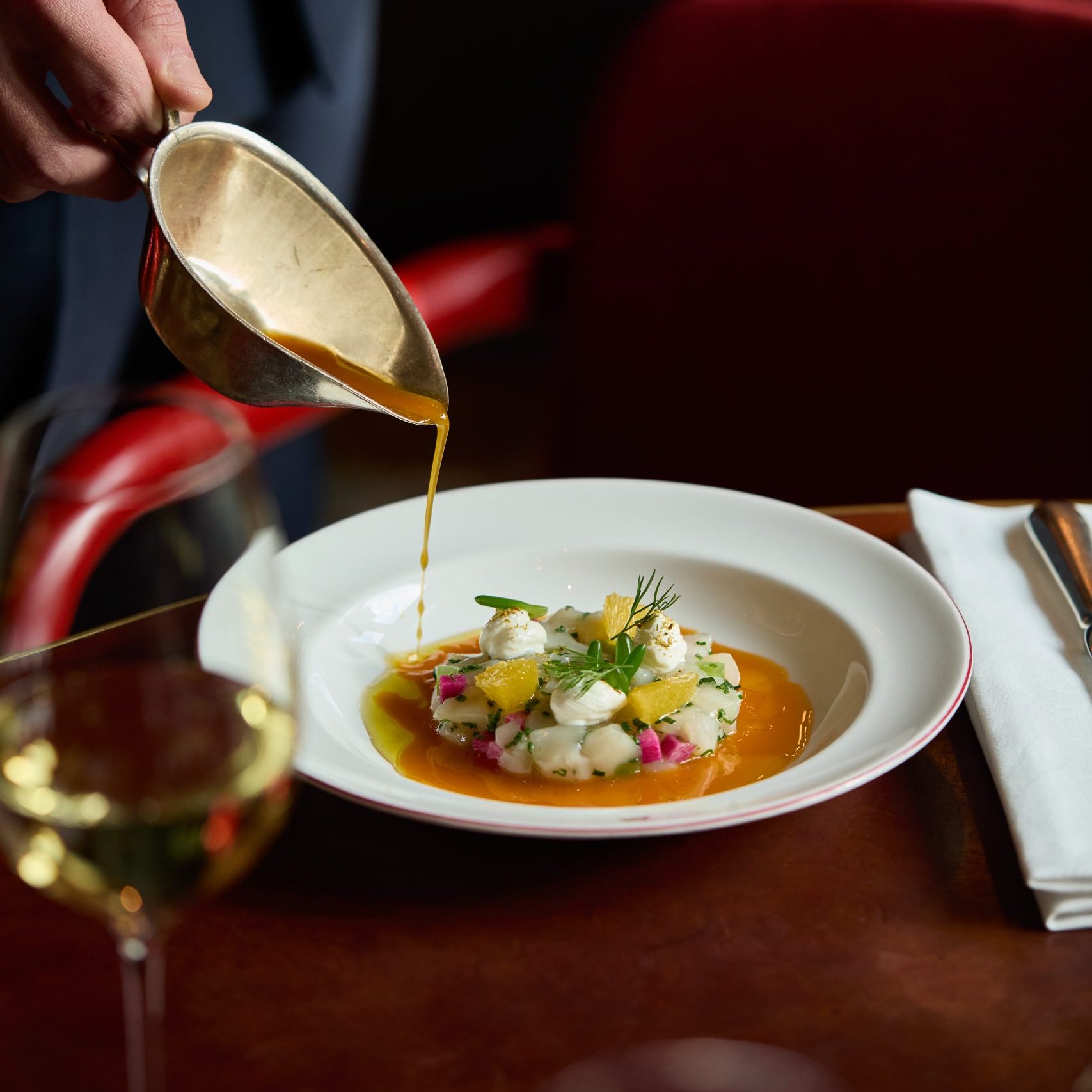 Raw Orkney scallop, clementine, yoghurt & ponzu